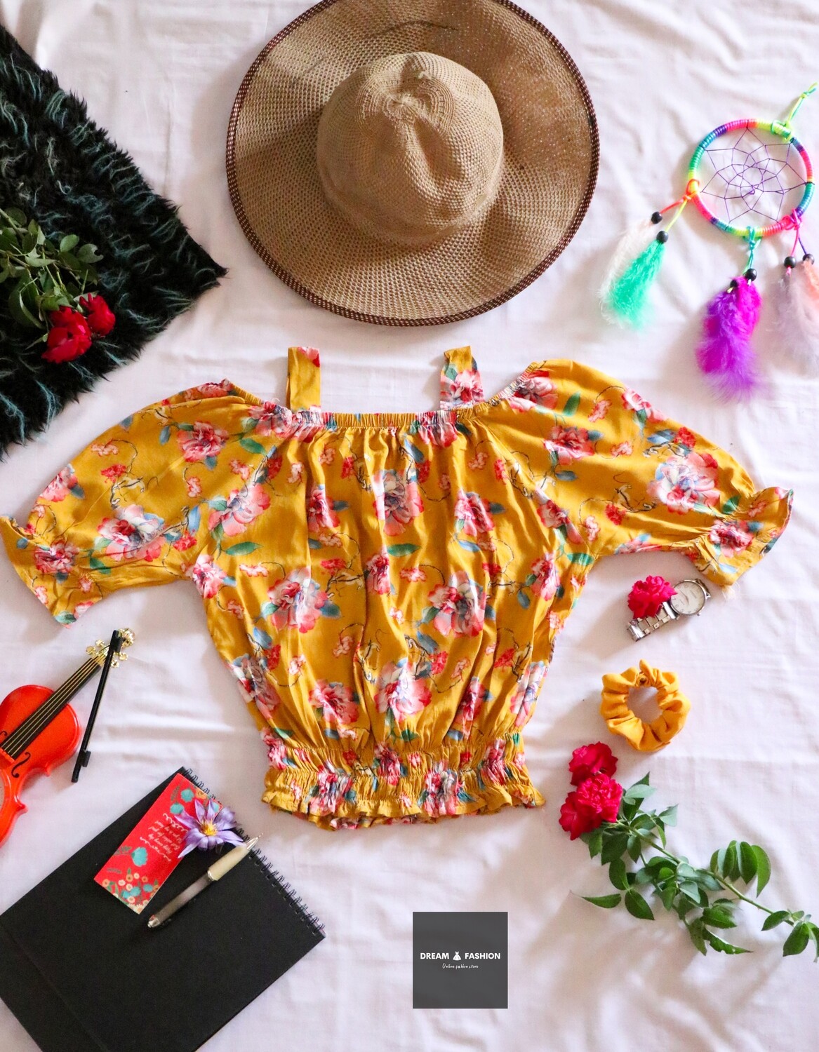 Yellow &amp; blue  blouse
