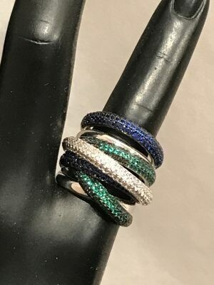 Multiple cubic zirconium twisted rings