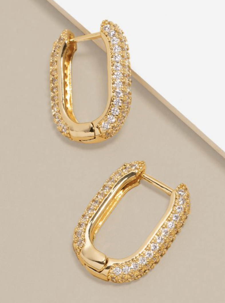 Crystal U-Shape Huggie Earrings