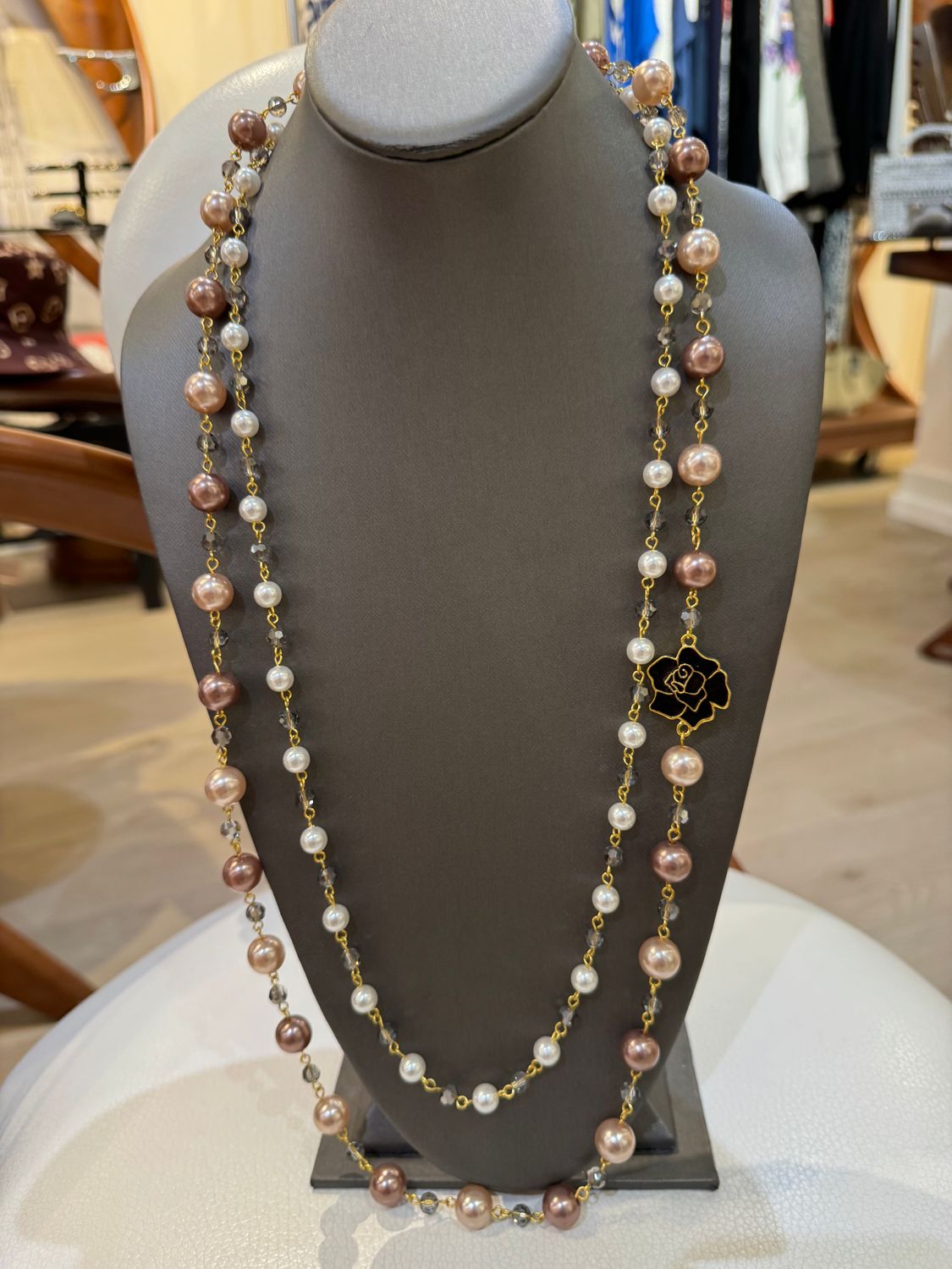 Necklace Pearls And Flowers