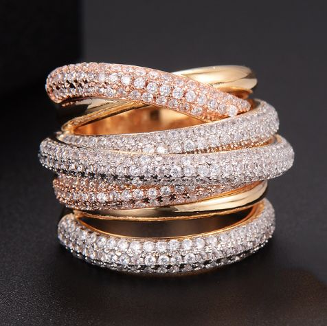 Multiple cubic zirconium twisted rings