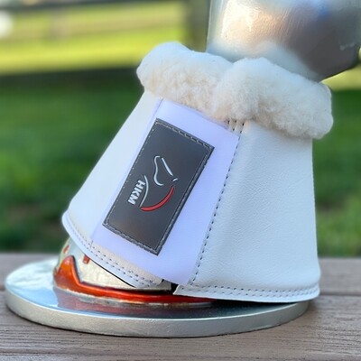 Padded Bell Boots - Imitation Leather (White, XL)