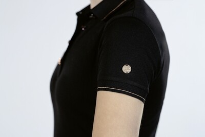 HKM Rosegold Glamour Style Polo Shirt (Black, Medium)