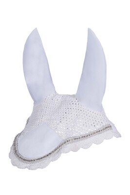 HKM Sparkly Ear Bonnet (White, Full)