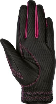 HKM Riding Gloves (Black/Pink, Medium)