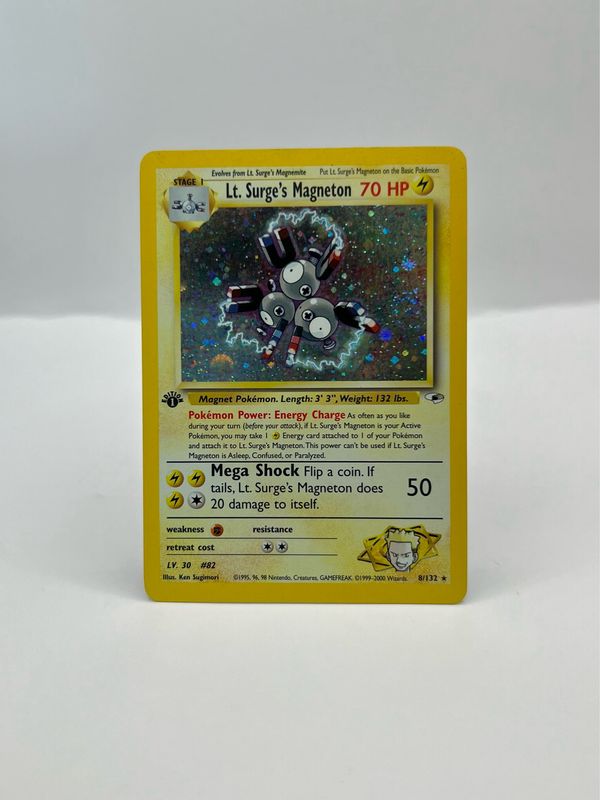 8/132 Lt. Surge’s Magneton 1st Edition Light Play Holo