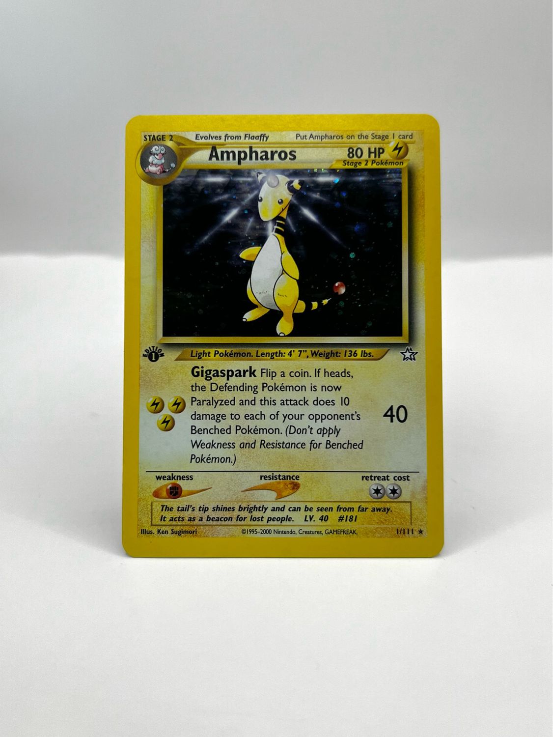 1/111 Ampharos 1st Edition Near Mint Holo