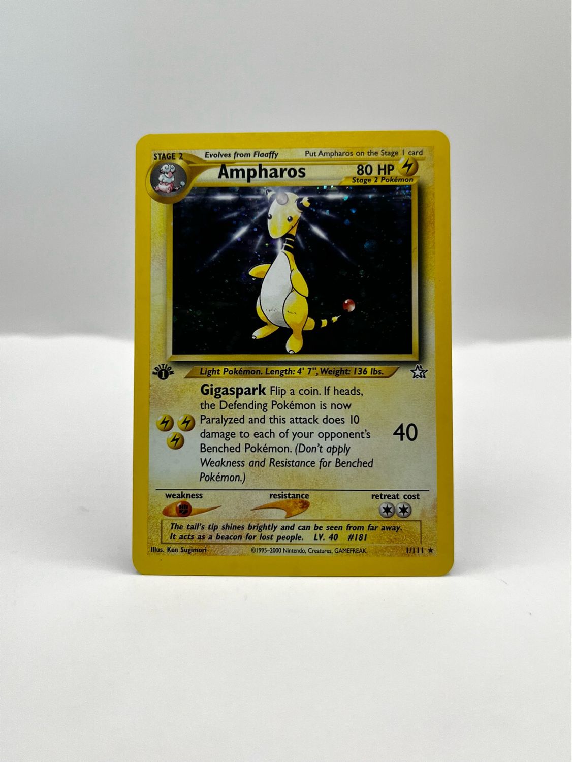 1/111 Ampharos 1st Edition Near Mint Holo