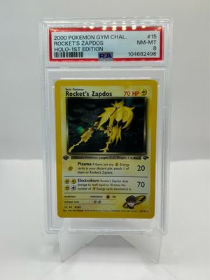 15/132 Rocket's Zapdos 1st Edition PSA 8