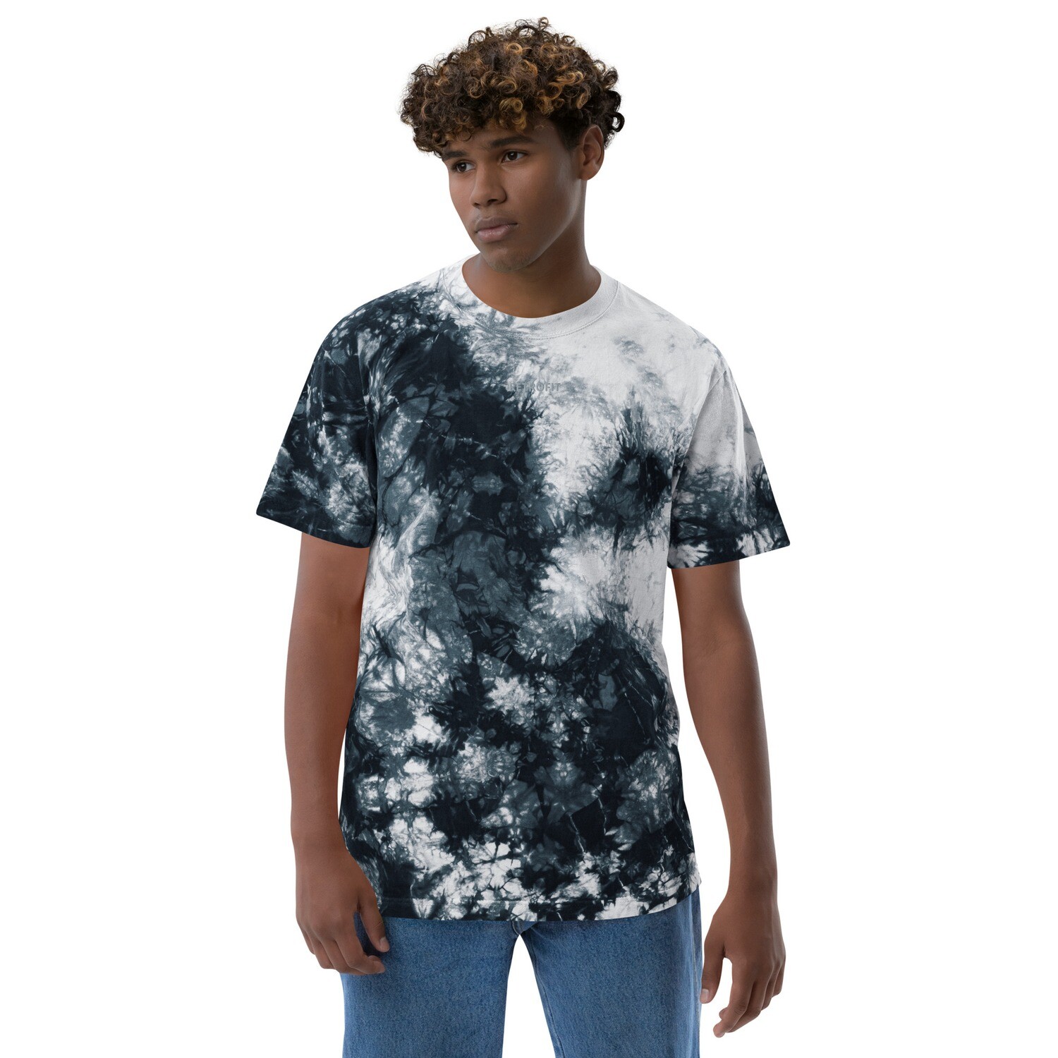 Retrofit oversized tie-dye men&#39;s T-Shirt.