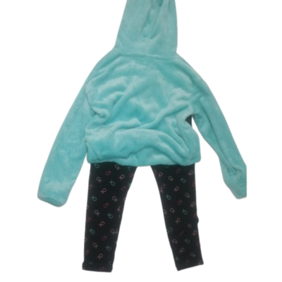 Fur hoodie printed pant pijama