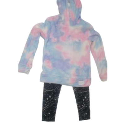 Fur pink stained hoodie printed pant pijama