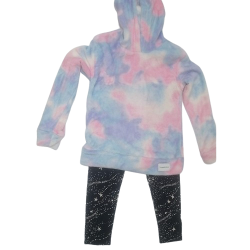 Fur pink stained hoodie printed pant pijama