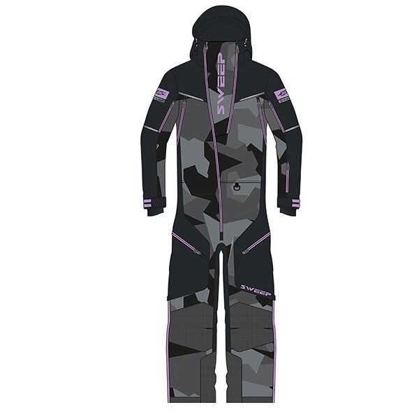 SWEEP WOMEN&#39;S PEAK INSULATED MONOSUIT BLACK/CAMO/PURPLE