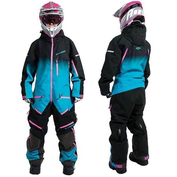 SWEEP WOMEN&#39;S INSULATED TUNDRA MONOSUIT LIGHT BLUE/BLACK FADE/PINK