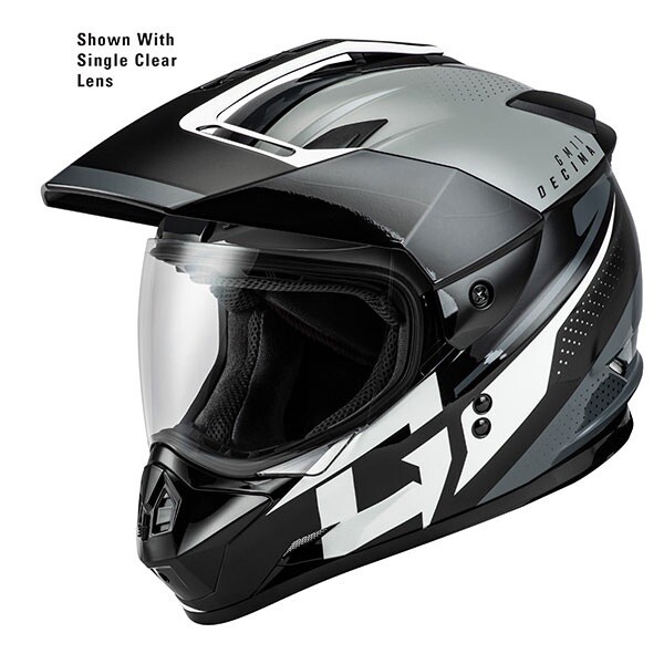 GMAX GM11 DECIMA DUAL SPORT HELMET SILVER ELECTIC LENS