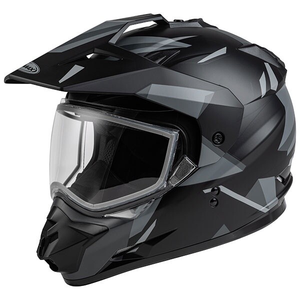 GMAX GM11 RIPCORD DUAL SPORT HELMET BLACK/GREY DOUBLE LENS