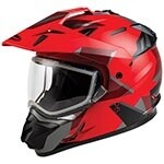 GMAX GM11 RIPCORD DUAL SPORT HELMET RED DOUBLE LENS