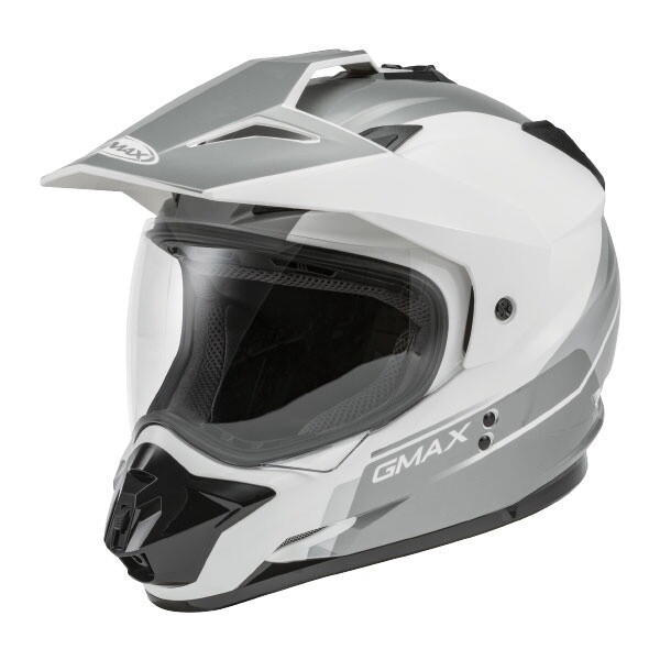 GMAX GM11 SCUD DUAL SPORT HELMET WHITE/GREY SINGLE LENS