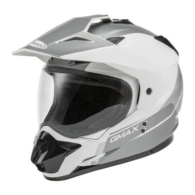 GMAX GM11 SCUD DUAL SPORT HELMET WHITE/GREY SINGLE LENS