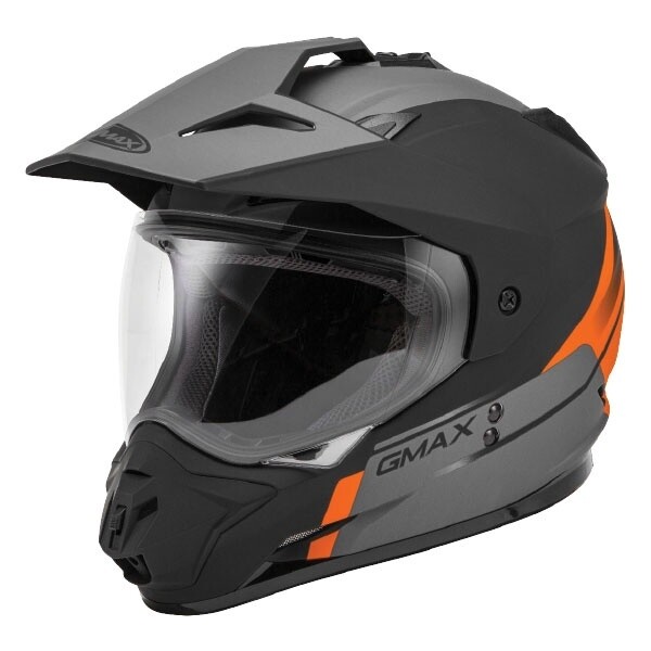 GMAX GM11 SCUD DUAL SPORT HELMET MATTE BLACK/ORANGE/GREY SINGLE LENS