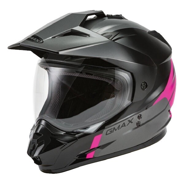 GMAX GM11 SCUD DUAL SPORT HELMET BLACK/PINK/GREY SINGLE LENS