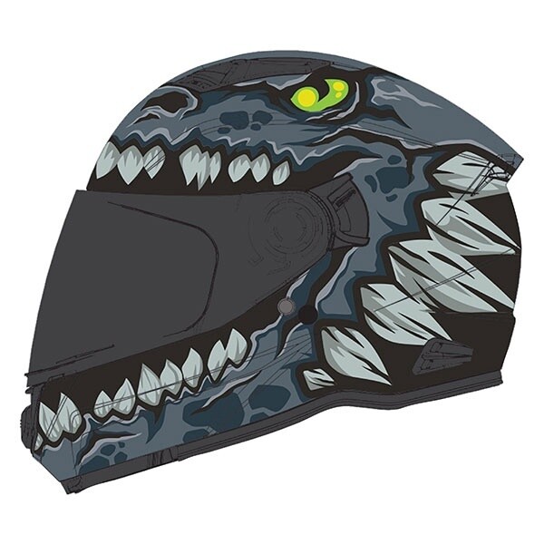 GMAX FF49Y DRAX YOUTH FULL FACE HELMET YOUTH SILVER DOUBLE LENS