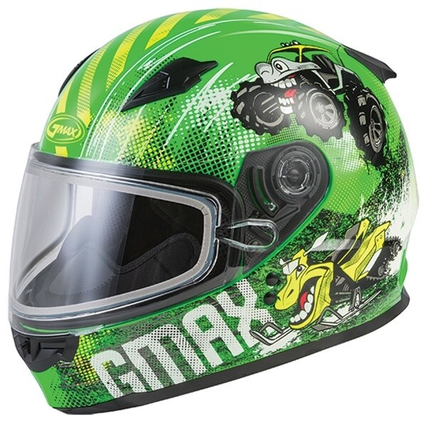 GMAX GM49Y BEAST YOUTH FULL FACE HELMET YOUTH GREEN DOUBLE LENS