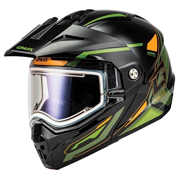 GMAX MD74 SPECTRE FULL FACE HELMET OLIVE/ORANGE ELECTRIC LENS