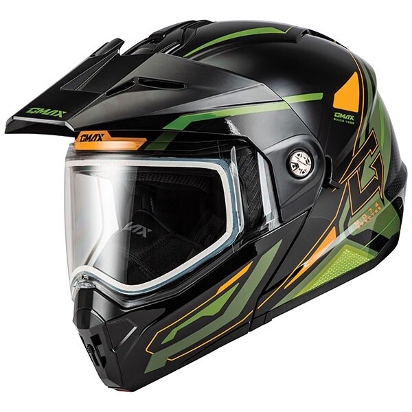 GMAX MD74 SPECTRE FULL FACE HELMET OLIVE/ORANGE DOUBLE LENS