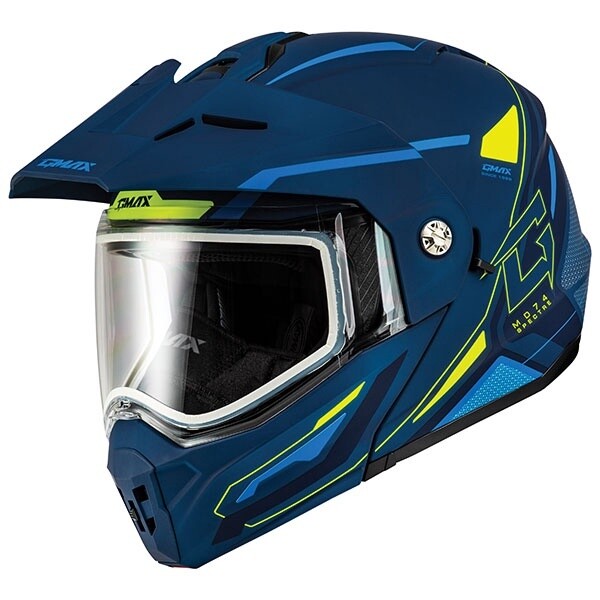 GMAX MD74 SPECTRE FULL FACE HELMET BLUE/HI-VISIBILITY DOUBLE LENS