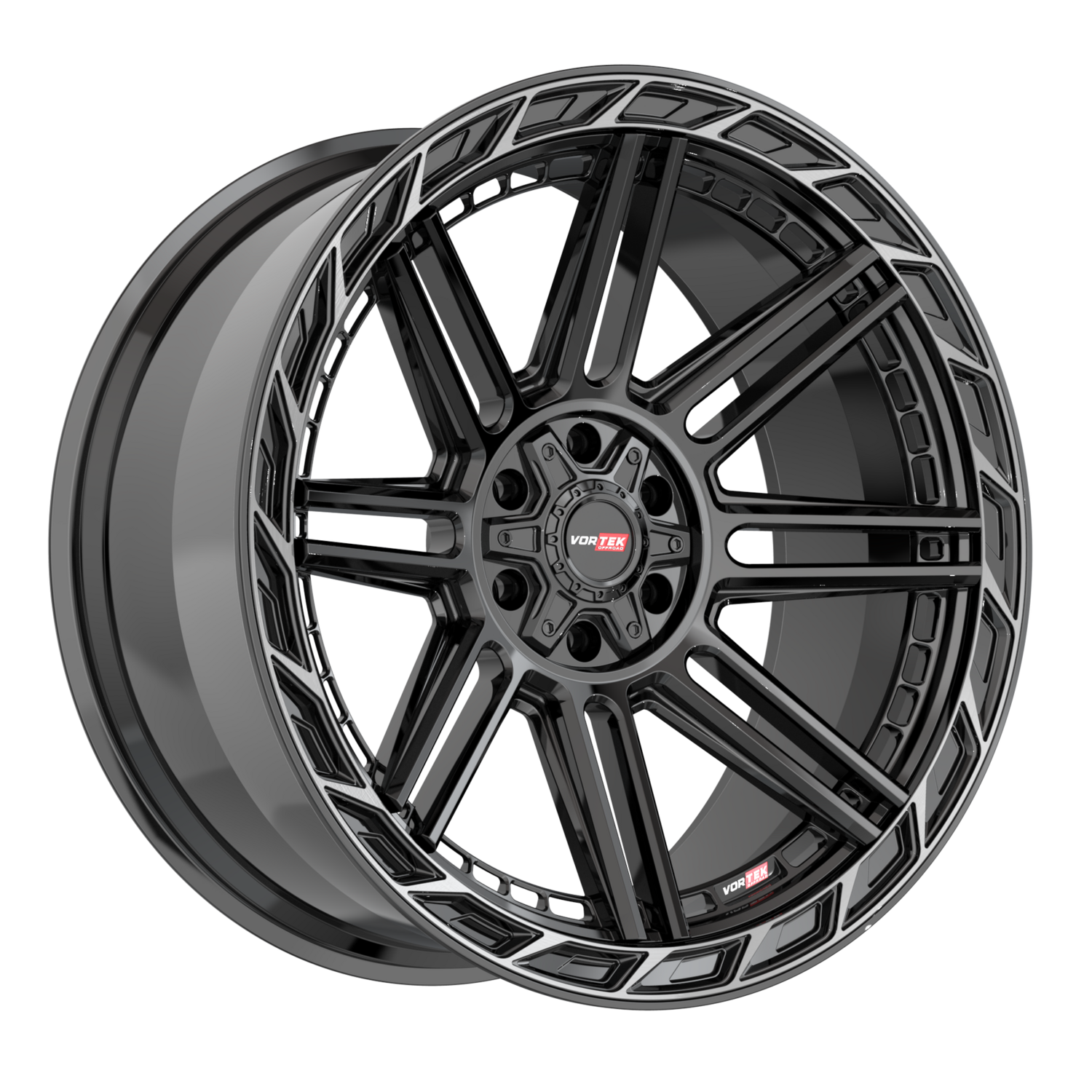 Vortek VRP-501 20X10 6x135 / 6x139.7 -18 Black Diamond Cut Ring W/ Dark Tint