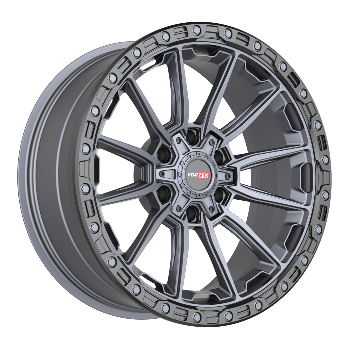 Vortek VRT-601 20X10 6x135 / 6x139.7 -12 Matte Titanium Black Bead Ring