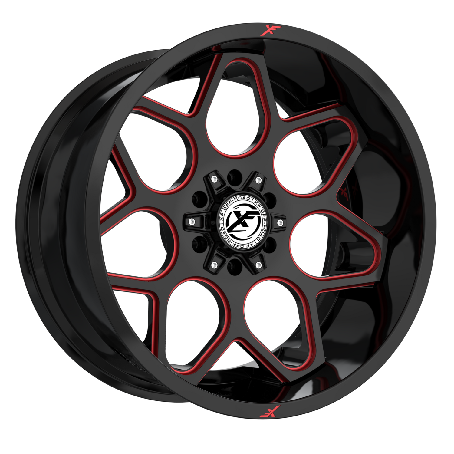 XF OFFROAD 233 20x10 6x135 / 6x139.7 -12 Gloss Black Milled Red