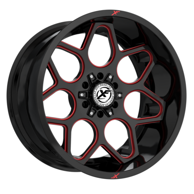 XF OFFROAD 233 20x10 6x135 / 6x139.7 -12 Gloss Black Milled Red