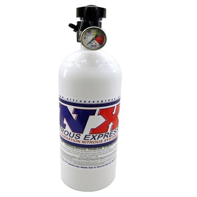Nitrous Express 10 Lb Bottle W/ Lightning 500 Valve (6.89 Dia. X 20.19 Tall) W/ Gauge