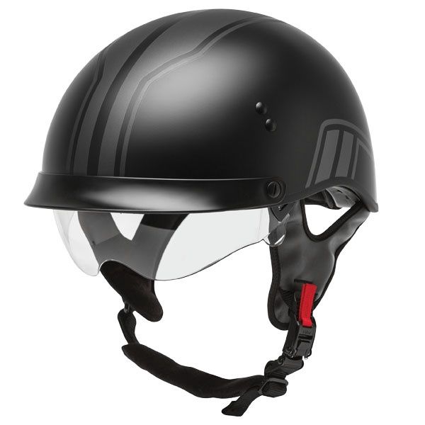 GMAX HH-65 FULL DRESSED HALF HELMET MATTE BLACK/SILVER