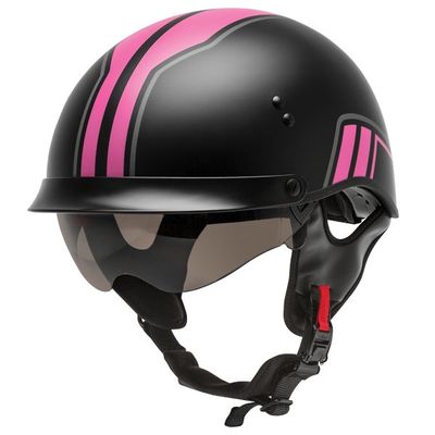 GMAX HH-65 FULL DRESSED HALF HELMET MATTE BLACK/PINK