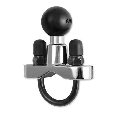 RAM Chrome Handlebar U-Bolt Base for Rails 0.5&quot; to 1&quot; in Diameter Chrome, Stainless Steel Hardware