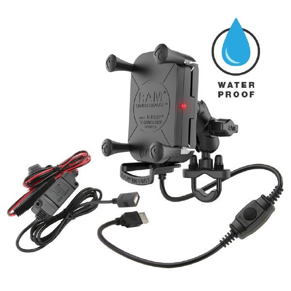 RAM MOUNTS TOUGH-CHARGE WIRELESS X-GRIP UBOLT H-BAR MNT &amp; MC HARDWARE