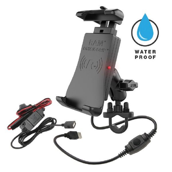 RAM MOUNTS QUICK-GRIP WIRELESS CHARGER UBOLT H-BAR MNT &amp; MC HARDWARE