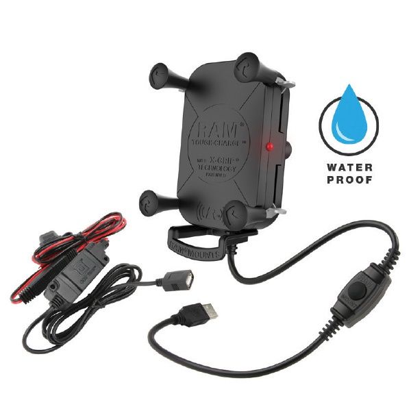RAM MOUNTS TOUGH-CHARGE WIRELESS X-GRIP W/B-BALL &amp; EXT CBL &amp; MC HRDWRE