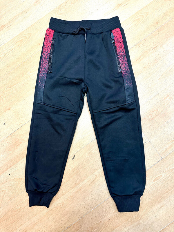 Pantalon de survêtements jogging enfant noir et rouge