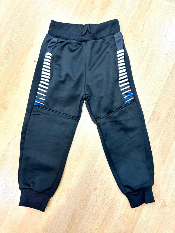 Pantalon de survêtements jogging enfant noir et blanc et bleu
