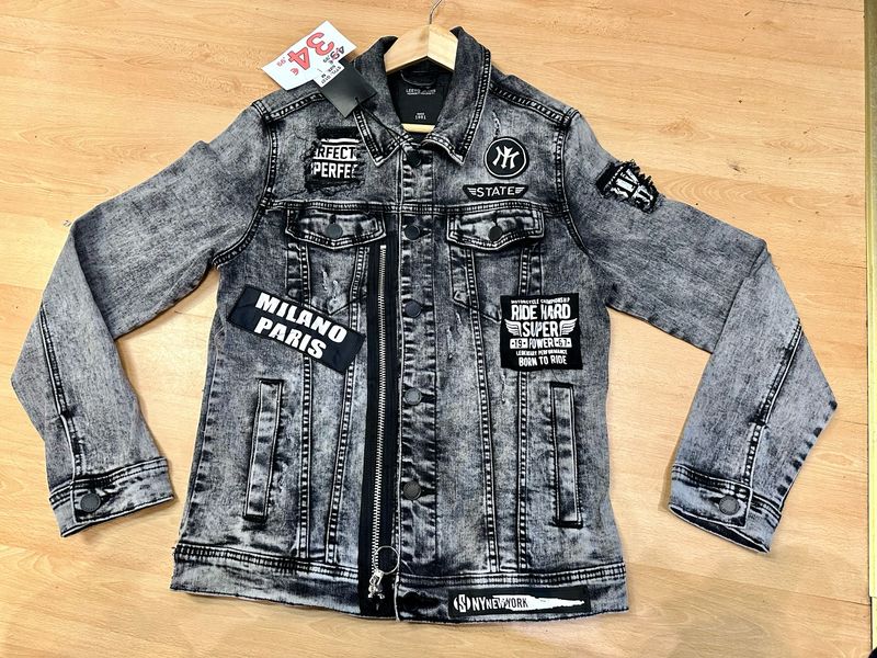 Veste en jeans gris noir fashion élasthane