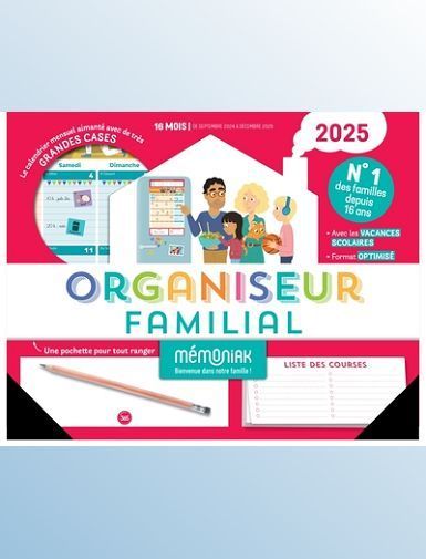 ORGANISEUR FAMILIAL MEMONIAK 2025, CALENDRIER ORGANISATION FAMILIAL MENSUEL (SEPT. 2024- DEC. 2025)