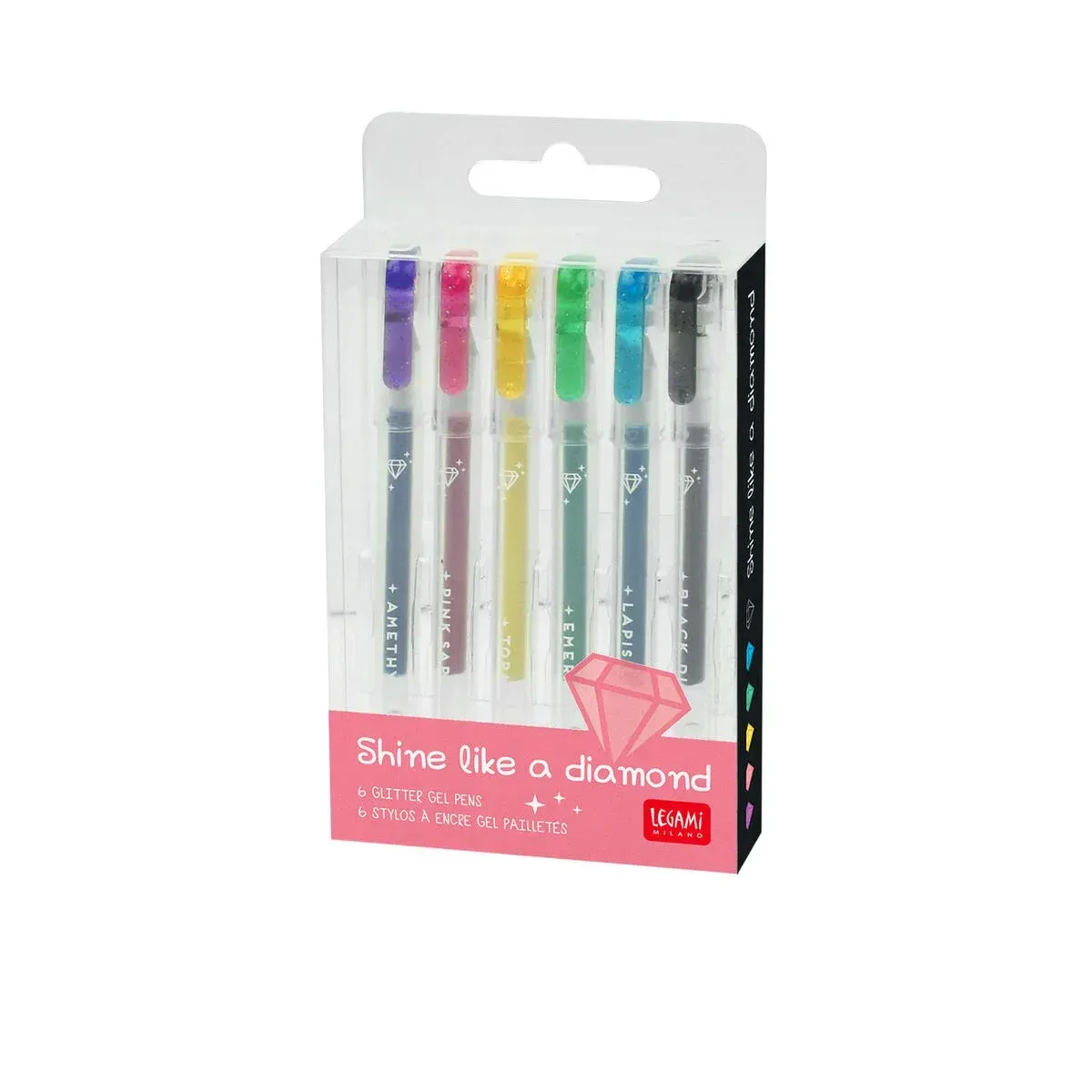 6 MINI STYLOS ENCRE GEL PAILLETE - shine like a diamond