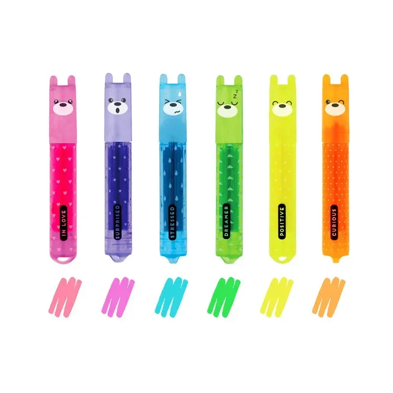 SET DE 6 MINI SURLIGNEURS TEDDY'S MOOD  - TEDDY BEAR