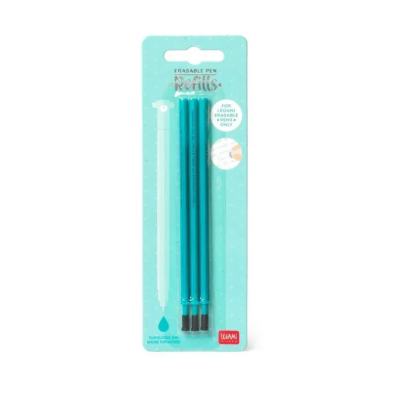 3 RECHARGES STYLO  ENCRE GEL - TURQUOISE