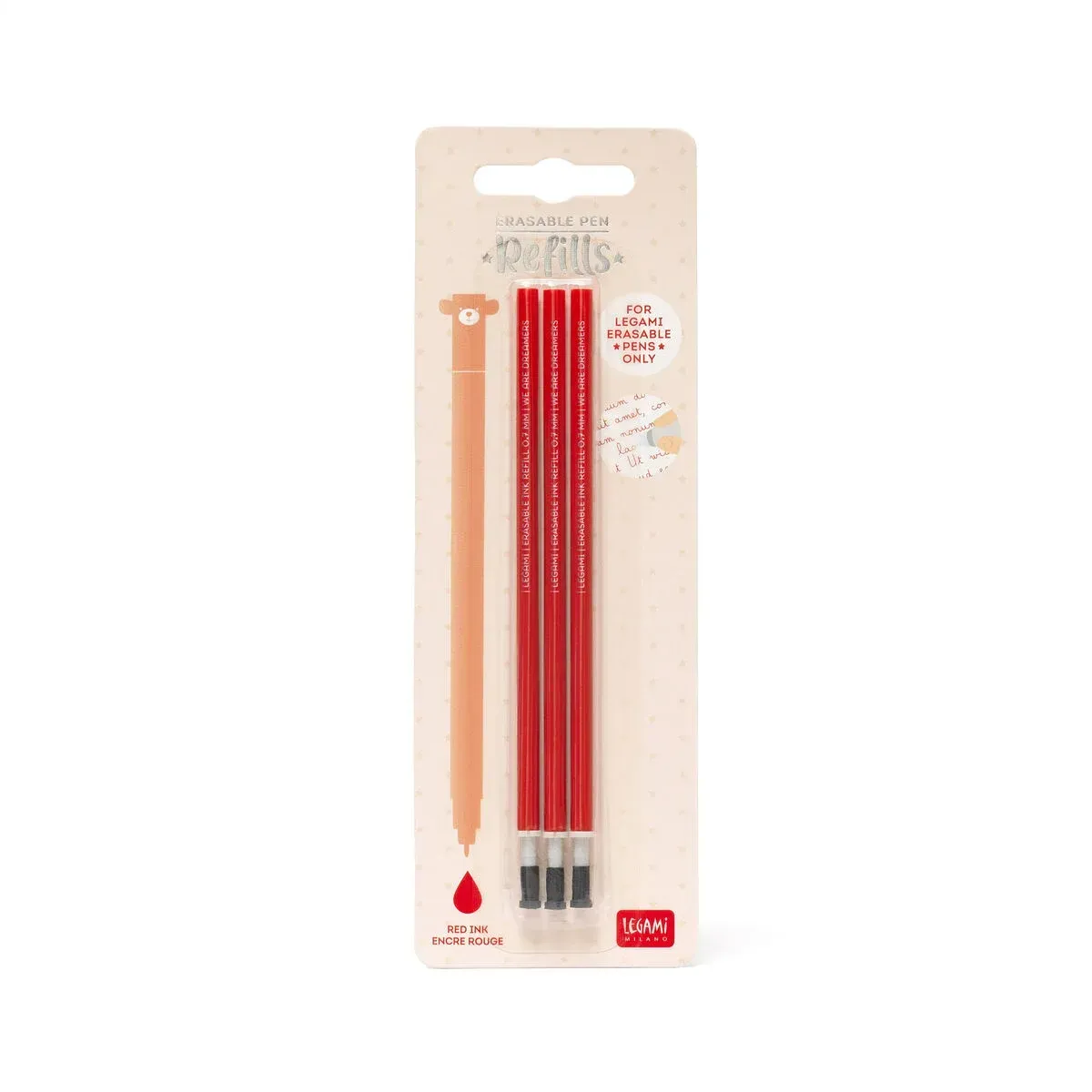 3 RECHARGES - STYLO À ENCRE GEL - RED